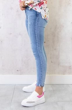 Skinny Jeans High Waist Damaged Light Blue -Kleding Promotie Winkel Skinny Jeans High Waist Damaged Light Blue 3 586x900 1