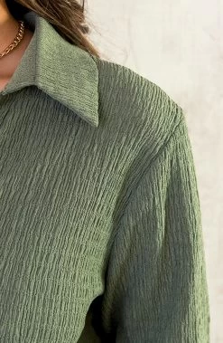 Musthave Deal Smocked Blouse Dress -Kleding Promotie Winkel Smocked Blouse Dress Army 586x900 2