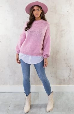 Skinny Jeans High Waist Damaged Light Blue -Kleding Promotie Winkel Soft Oversized Trui Lichtroze 4 586x900 2