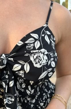 Spaghetti Jurk Rozen Zwart -Kleding Promotie Winkel Spaghetti Jurk Rozen Zwart close 586x900 1