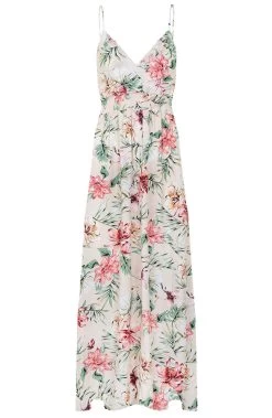 Musthave Deal Spaghetti Maxi Jurken -Kleding Promotie Winkel Spaghetti Maxi Jurk Bloemen Palm Beige 586x900 1