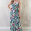 Spaghetti Maxi Jurk Bloemen Palm Mint -Kleding Promotie Winkel Spaghetti Maxi Jurk Bloemen Palm Mint 2 586x900 1