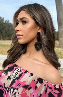 Statement Hartjes Oorbellen Zwart