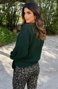 Strik Vest Gebreid Smaragdgroen -Kleding Promotie Winkel Strik Vest Gebreid Smaragdgroen 1 586x900 2