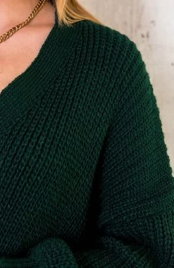 Strik Vest Gebreid Smaragdgroen -Kleding Promotie Winkel Strik Vest Gebreid Smaragdgroen 586x900 2