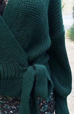 Strik Vest Gebreid Smaragdgroen -Kleding Promotie Winkel Strik Vest Gebreid Smaragdgroen 586x900 3