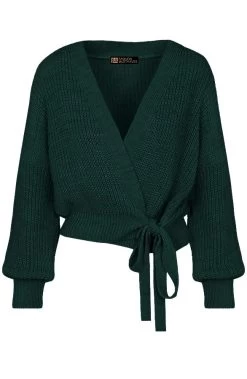 Strik Vest Gebreid Smaragdgroen -Kleding Promotie Winkel Strik Vest Gebreid Smaragdgroen 586x900 4