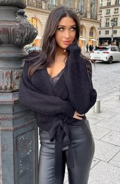 Strik Vest Gebreid Zwart -Kleding Promotie Winkel Strik Vest Gebreid Zwart 4 586x900 1