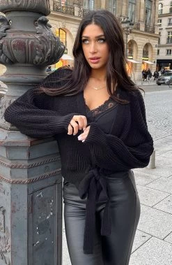 Strik Vest Gebreid Zwart -Kleding Promotie Winkel Strik Vest Gebreid Zwart 5 586x900 1