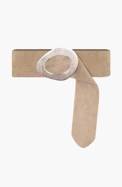 Suede Riem Gouden Gesp Beige