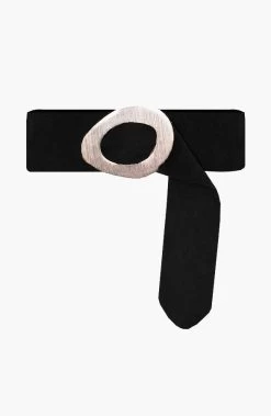 Suede Riem Gouden Gesp Zwart