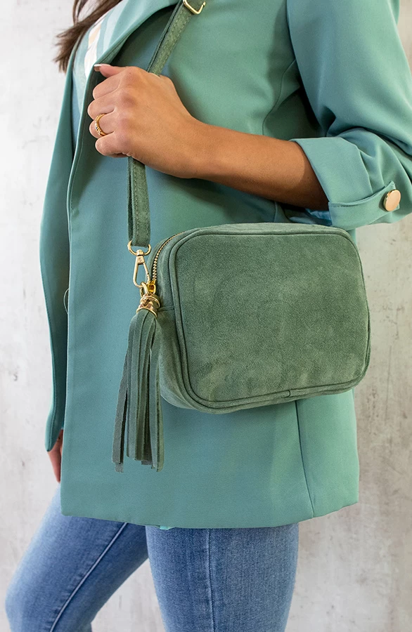 Suede Tas Met Rits Mint 6 Suede Tas Met Rits Mint - Afbeelding 4