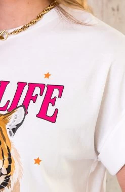 Tiger Bliksem Top Neon Roze Ecru -Kleding Promotie Winkel Tiger Bliksem Top Neon Roze Ecru 6 586x900 1