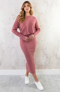 Kabelpatroon Trui Roze -Kleding Promotie Winkel Twinset Kabelpatroon Roze 2 1 586x900 2