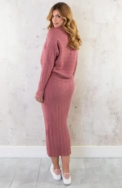 Kabelpatroon Trui Roze -Kleding Promotie Winkel Twinset Kabelpatroon Roze 3 1 586x900 2