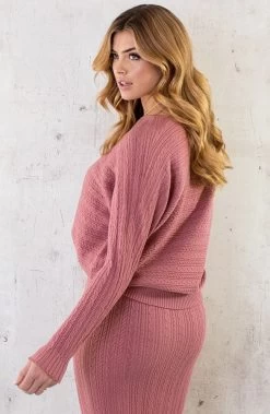 Kabelpatroon Trui Roze -Kleding Promotie Winkel Twinset Kabelpatroon Roze 7 1 586x900 1