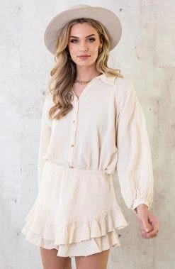 Co-ord Katoen Feminine Beige -Kleding Promotie Winkel Uni Cotton Co ord Beige 3 586x900 1