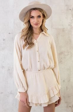 Co-ord Katoen Feminine Beige -Kleding Promotie Winkel Uni Cotton Co ord Beige 4 586x900 1