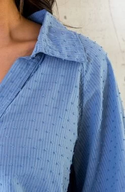 V-Hals Dots Blouse Jeansblauw -Kleding Promotie Winkel V Hals Dots Blouse Jeansblauw 586x900 1