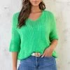 V-Hals Gehaakte Lurex Trui Bright Green -Kleding Promotie Winkel V Hals Gehaakte Lurex Trui Bright Green 1 586x900 1