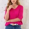 V-Hals Gehaakte Lurex Trui Fuchsia -Kleding Promotie Winkel V Hals Gehaakte Lurex Trui Fuchsia 4 586x900 1