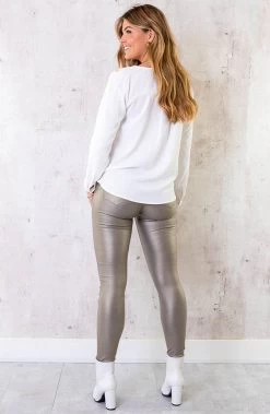 Coating Jeans Metallic Gold -Kleding Promotie Winkel V hals Gouden Knopen Blouse Ecru 5 586x900 1