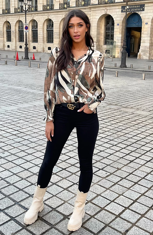 V-hals Knopen Print Blouse 8 V-hals Knopen Print Blouse - Afbeelding 6