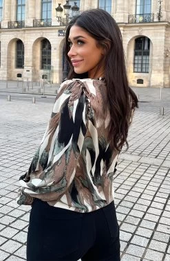 V-hals Knopen Print Blouse 12 V-hals Knopen Print Blouse -Kleding Promotie Winkel V hals Knopen Print Blouse 3 586x900 1