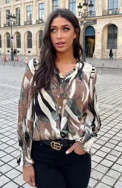 V-hals Knopen Print Blouse 11 V-hals Knopen Print Blouse -Kleding Promotie Winkel V hals Knopen Print Blouse 8 586x900 1