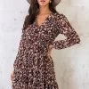 V-hals Strik Jurk Dots Choco -Kleding Promotie Winkel V hals Strik Jurk Dots Choco 4 586x900 1