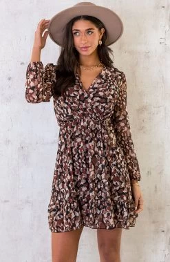 V-hals Strik Jurk Dots Choco -Kleding Promotie Winkel V hals Strik Jurk Dots Choco 5 586x900 1