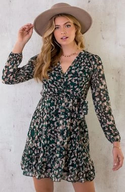 V-hals Strik Jurk Dots Smaragd -Kleding Promotie Winkel V hals Strik Jurk Dots Smaragd 1 586x900 2