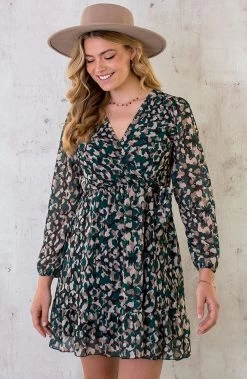 V-hals Strik Jurk Dots Smaragd -Kleding Promotie Winkel V hals Strik Jurk Dots Smaragd 2 586x900 1