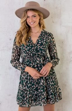 V-hals Strik Jurk Dots Smaragd -Kleding Promotie Winkel V hals Strik Jurk Dots Smaragd 3 586x900 2