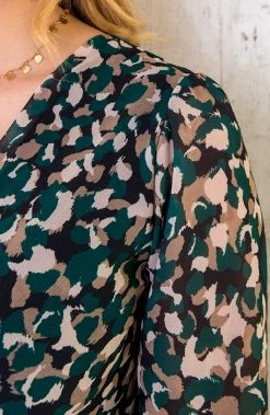 V-hals Strik Jurk Dots Smaragd -Kleding Promotie Winkel V hals Strik Jurk Dots Smaragd 6 586x900 2