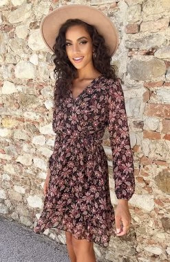 V-hals Strik Jurk Flower Multi -Kleding Promotie Winkel V hals Strik Jurk Flower Multi 4 586x900 2