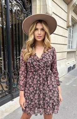 V-hals Strik Jurk Flower Multi -Kleding Promotie Winkel V hals Strik Jurk Flower Multi 6 586x900 1