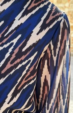 V-hals Strik Jurk Zigzag Kobalt -Kleding Promotie Winkel V hals Strik Jurk Zigzag Kobalt 6 586x900 1