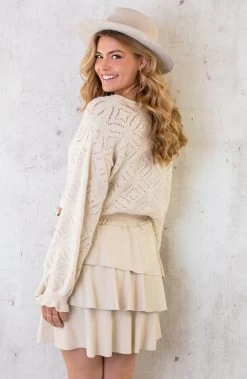 V-hals Trui Gehaakt Creme -Kleding Promotie Winkel V hals Trui Gehaakt Creme 6 586x900 3