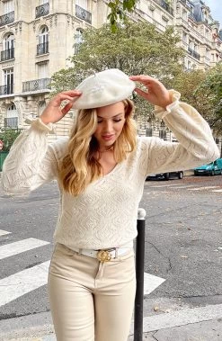 V-hals Trui Gehaakt Creme -Kleding Promotie Winkel V hals Trui Gehaakt Creme 8 586x900 1