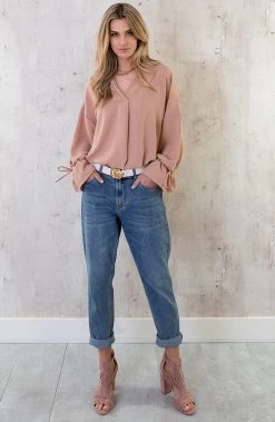 Verona V-hals Blouse Dust Roze -Kleding Promotie Winkel Verona V hals Blouse Dust Roze 2 586x900 1