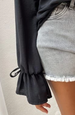 Verona V-hals Blouse Zwart -Kleding Promotie Winkel Verona V hals Blouse Zwart 2 586x900 1