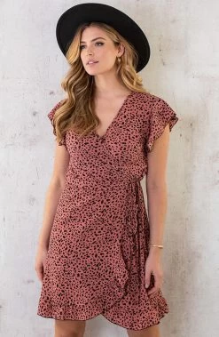 Wikkel Jurk Cheetah Koraal