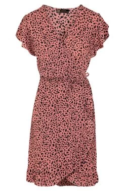 Wikkel Jurk Cheetah Koraal -Kleding Promotie Winkel Wikkel Jurk Cheetah Koraal 6 586x900 1