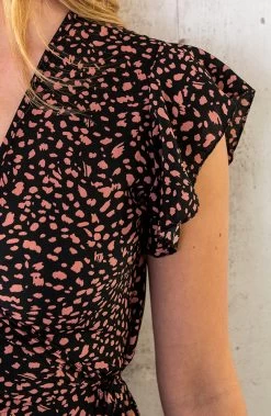 Wikkel Jurk Cheetah Zwart Koraal -Kleding Promotie Winkel Wikkel Jurk Cheetah Zwart Koraal 586x900 1
