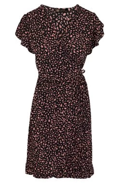 Wikkel Jurk Cheetah Zwart Koraal -Kleding Promotie Winkel Wikkel Jurk Cheetah Zwart Koraal 6 586x900 1