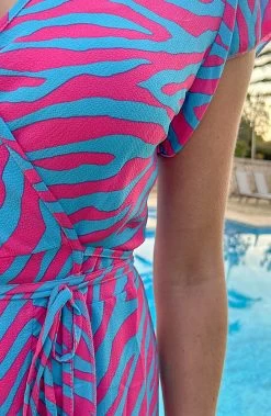 Wikkel Jurk Zebra Roze Blauw -Kleding Promotie Winkel Wikkel Jurk Zebra Roze Blauw close 586x900 1