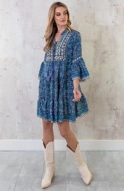 Zijden Jurk Gouden Details Paisley -Kleding Promotie Winkel Zijde Jurk Gouden Details Paisley 2 586x900 1