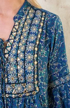 Zijden Jurk Gouden Details Paisley -Kleding Promotie Winkel Zijden Jurk Gouden Details Paisley close 586x900 1