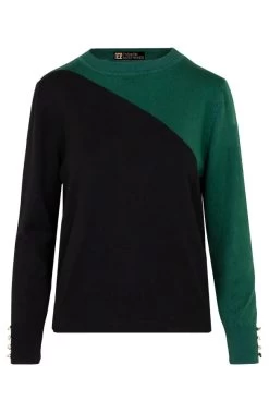 Color Blocking Longsleeve Zwart Smaragd -Kleding Promotie Winkel color blocking longsleeve zwart smaragd 586x900 1